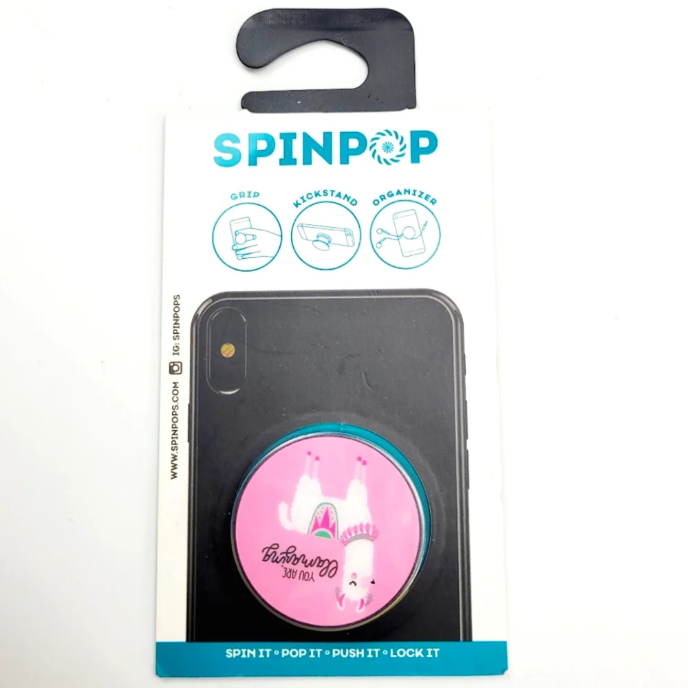Spinpop Phone Grip Features a Llama with Saying 